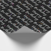 ハッピーバースデー紙吹雪オンブラック ラッピングペーパー (角)