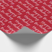 ハッピーバースデー紙吹雪オン赤 ラッピングペーパー (角)