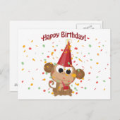 ハッピーバースデー紙吹雪サル ポストカード (正面/裏面)