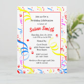 ハッピーバースデー紙吹雪ストリーマーパーティー 招待状 (スタンド正面)