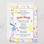 ハッピーバースデー紙吹雪ストリーマーパーティー 招待状 (正面)