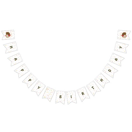 ハッピーバースデー紙吹雪パーティーハリネズミ バンティングフラッグ (全)