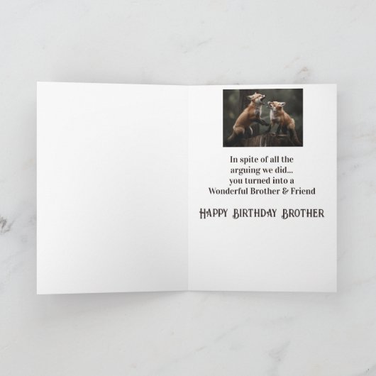 ハッピーバースデー素敵なブラザーフレンドキツネかわいい カード (内部)