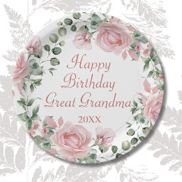 ハッピーバースデー素晴らしおばあちゃんピンクフローラパーティー ペーパープレート