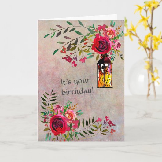 ハッピーバースデー素晴らしの花をパーソナライズ カード (黄色い花)