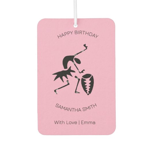 ハッピーバースデー素晴らしシルエットダンサーピンク カーエアーフレッシュナー (正面)