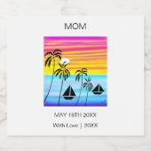 ハッピーバースデー素晴らしトロピカルサンセットセーリング スパークリングワインラベル (シングルラベル)