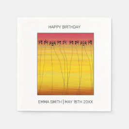 ハッピーバースデー素晴らしトロピカルサンセット スタンダードカクテルナプキン