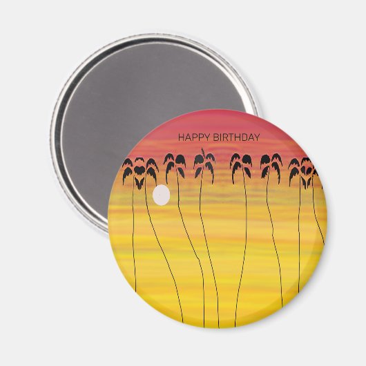 ハッピーバースデー素晴らしトロピカルサンセット マグネット (正面/裏面)