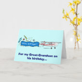 ハッピーバースデー素晴らし孫飛行機 カード (黄色い花)