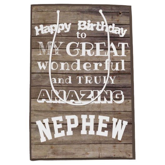 ハッピーバースデー素晴らし甥の抱き枕 ミディアムペーパーバッグ (正面)