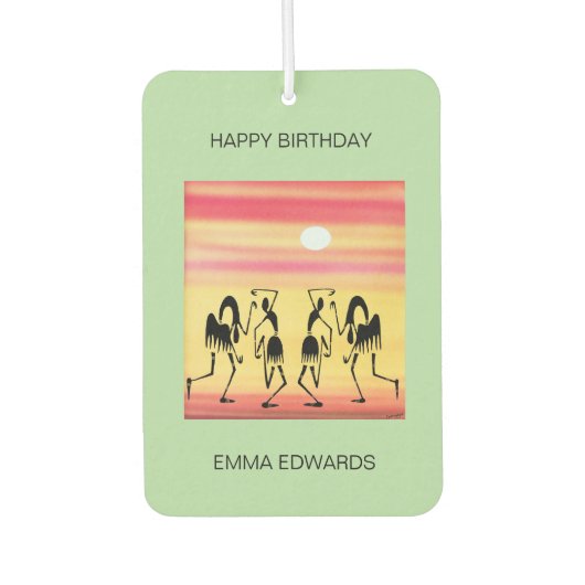 ハッピーバースデー素晴らし・アフリカン・ブレイク・ダンス・ムーブメント カーエアーフレッシュナー (正面)