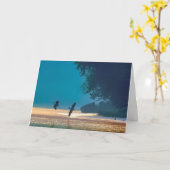 ハッピーバースデー素晴らし- Blue Herons Take Flight カード (黄色い花)