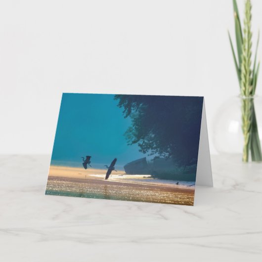 ハッピーバースデー素晴らし- Blue Herons Take Flight カード (正面)