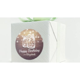 ハッピーバースデー素朴ウッドメイソンジャールストリングライト ラウンドシール