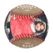 ハッピーバースデー素朴グランパ3フォトコラージュ 野球ボール (正面)