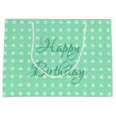 ハッピーバースデー素朴水玉模様ミントグリーンカラー ラージペーパーバッグ (正面)