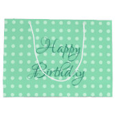 ハッピーバースデー素朴水玉模様ミントグリーンカラー ラージペーパーバッグ (裏面)