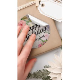 ハッピーバースデー素朴花木弦灯 ラウンドシール