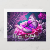 ハッピーバースデー素朴静止蝶デザイン シーズンポストカード (正面/裏面)