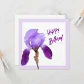 ハッピーバースデー紫かわいらし春虹彩フローラ カード (正面/裏面インサイチュ)