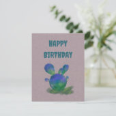 ハッピーバースデー紫と緑のサボテンのグリーティングカード (スタンド正面)