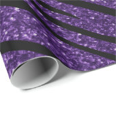 ハッピーバースデー紫グリッター縞模様 ラッピングペーパー (ロールコーナー)