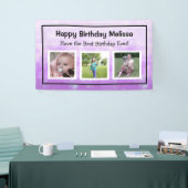 ハッピーバースデー紫パーソナライズされた写真 横断幕 (トレードショー)