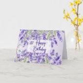 ハッピーバースデー紫ラベンダーの花 カード (黄色い花)