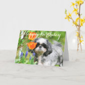 ハッピーバースデー紫津ガールグリーティングカード カード (黄色い花)