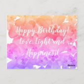 ハッピーバースデー紫色の花はがき ポストカード (裏面)