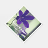 ハッピーバースデー紫色の花 スタンダードランチョンナプキン (角)