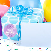 ハッピーバースデー紫色の花 ラウンドシール