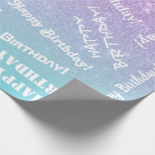 ハッピーバースデー紫色の青グリッターグラデグラデーションーション ラッピングペーパー (角)