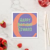 ハッピーバースデー紫色コーラルミントパーティー スタンダードカクテルナプキン (インサイチュ)