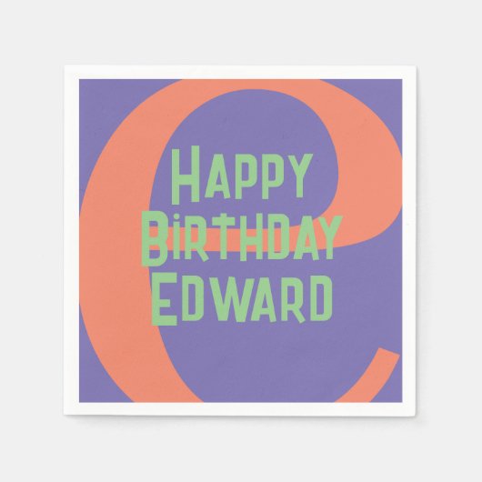 ハッピーバースデー紫色コーラルミントパーティー スタンダードカクテルナプキン (正面)