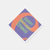 ハッピーバースデー紫色コーラルミントパーティー スタンダードカクテルナプキン (角)