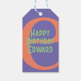 ハッピーバースデー紫色コーラルミント ギフトタグ