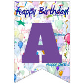 ハッピーバースデー紫/個人用折り畳みフラグ バンティングフラッグ (第3の旗)