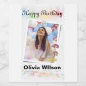 ハッピーバースデー結婚の ワインラベル (シングルラベル)