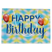 ハッピーバースデー絞り染め再利用可能 ラージペーパーバッグ (裏面)
