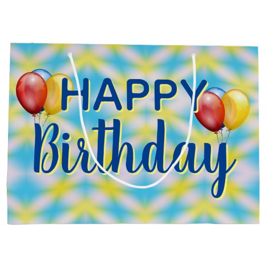 ハッピーバースデー絞り染め再利用可能 ラージペーパーバッグ (裏面)