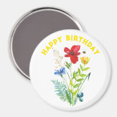 ハッピーバースデー絵を描フローラ国ギフト マグネット (正面/裏面)