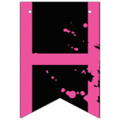 ハッピーバースデー絵を描（ばちゃばちゃ）跳ねる効果文字オン黒 バンティングフラッグ (第2の旗)