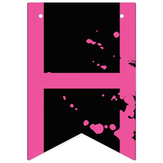 ハッピーバースデー絵を描（ばちゃばちゃ）跳ねる効果文字オン黒 バンティングフラッグ (第2の旗)