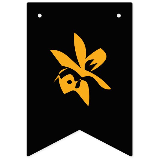 ハッピーバースデー絵を描（ばちゃばちゃ）跳ねる効果文字オン黒 バンティングフラッグ (第1の旗)