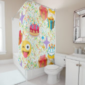ハッピーバースデー絵文字シャワーカーテンバスルーム シャワーカーテン (インサイチュ)