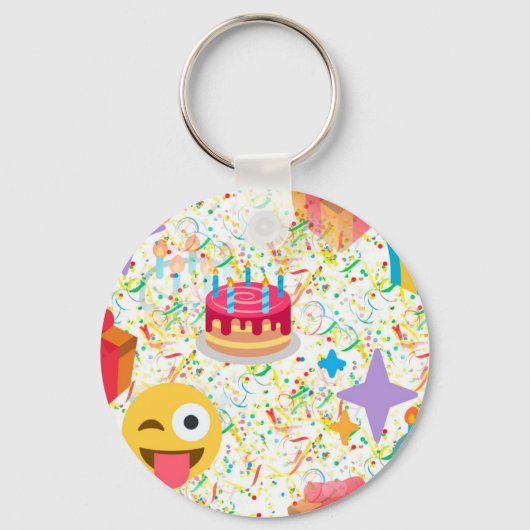 ハッピーバースデー絵文字 キーホルダー (正面)