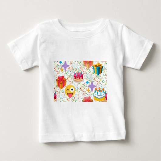 ハッピーバースデー絵文字 ベビーTシャツ (正面)