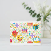 ハッピーバースデー絵文字 ポストカード (スタンド正面)